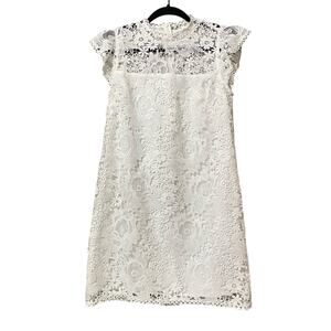Cupcakes & Cashmere White Lace Cap Sleeve Sheath Dress Mini M Formal Bridal NEW